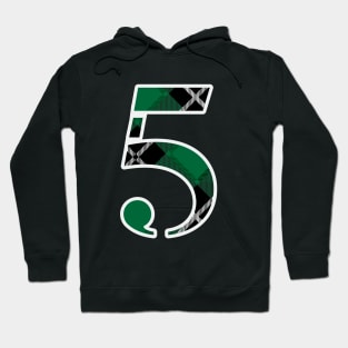 5 Sports Jersey Number Green Black Flannel Hoodie